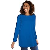 Woman Within Plus Size Perfect Long-Sleeve Crewneck Tunic