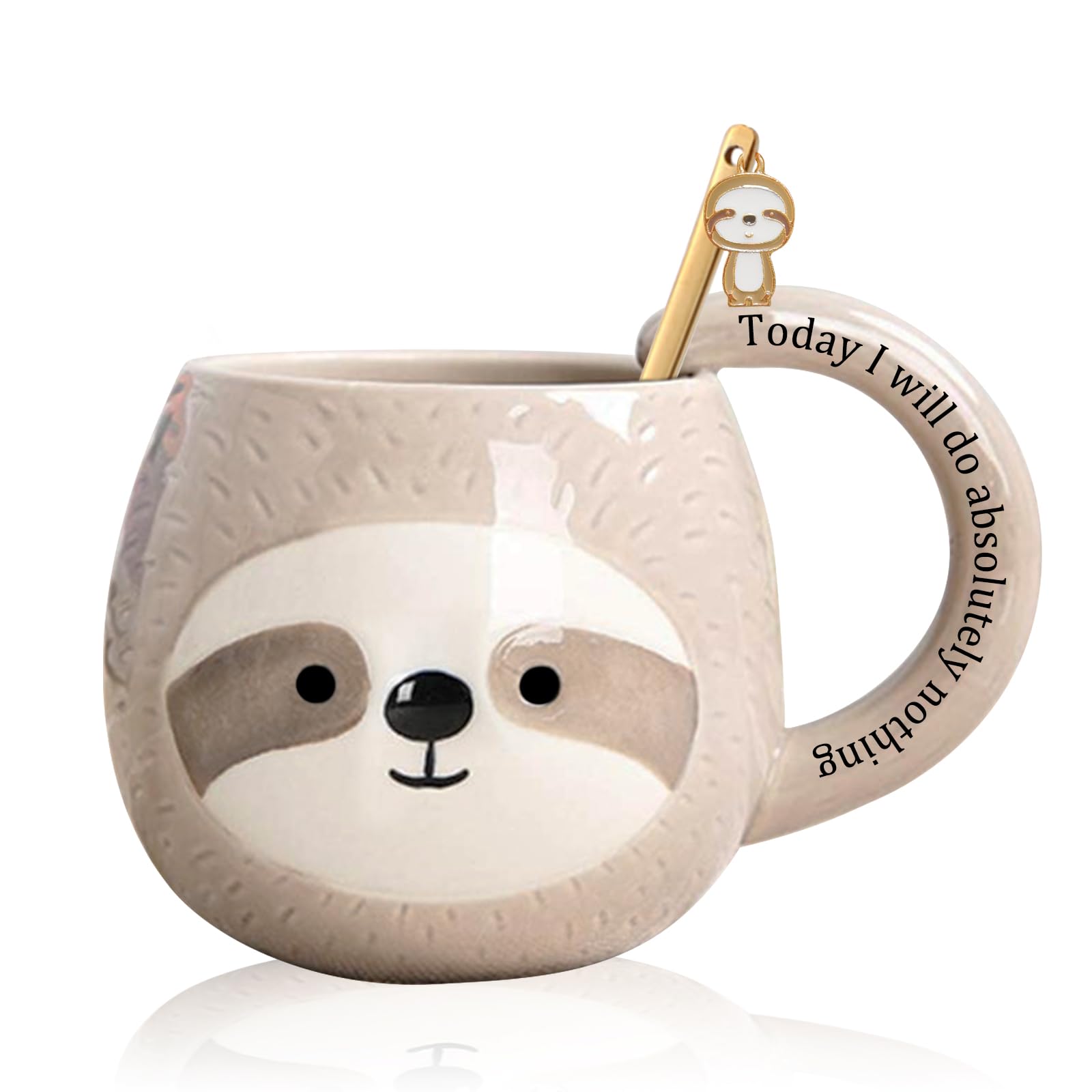 Yalucky Novelty Sloth Coffee Mug, Cute Tea Mug, Animal Cup, Cartoon 3D Ceramic Drinkware for Sloth Lovers, Funny Sloths Gifts for Women and Men,Birthday Christmas Gifts, 330ml