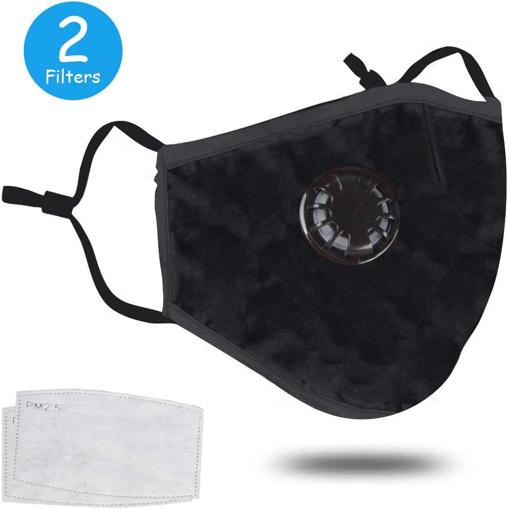 Anti Pollution Mask, Reusable N95 Dust Masks with Activated Carbon Filters, Washable Air Face Respirator for Men Women Kid, Running, Cycling, Outdoor Activities (Black)