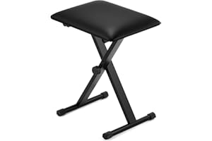 RIVVTA Piano Bench Keyboard Bench X-Style Height Adjustable Padded Cushion Foldable Piano Stool Keyboard Chair Non-Slip Waterproof Standard Version Black