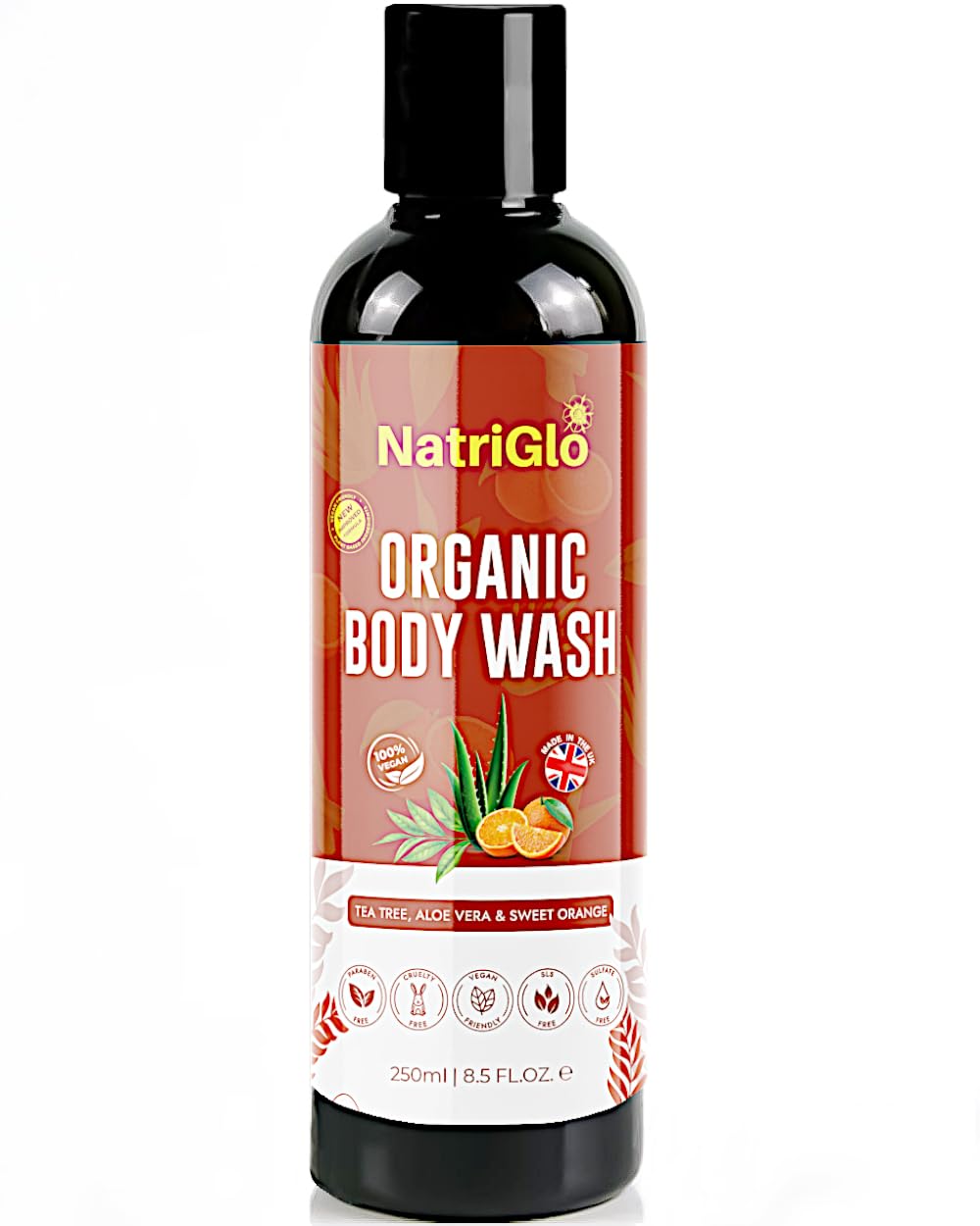 NatriGlo Natural Tea Tree Body Wash for Sensitive Skin, Itch, Body Odour| Natural Body Wash for Dry Skin |Shower Gel for Women & Men + Aloe Vera