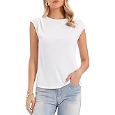Allegra K Cap Sleeve Top for Women's Summer Casual Crew Neck Pleated Knit Basic Trendy Tee