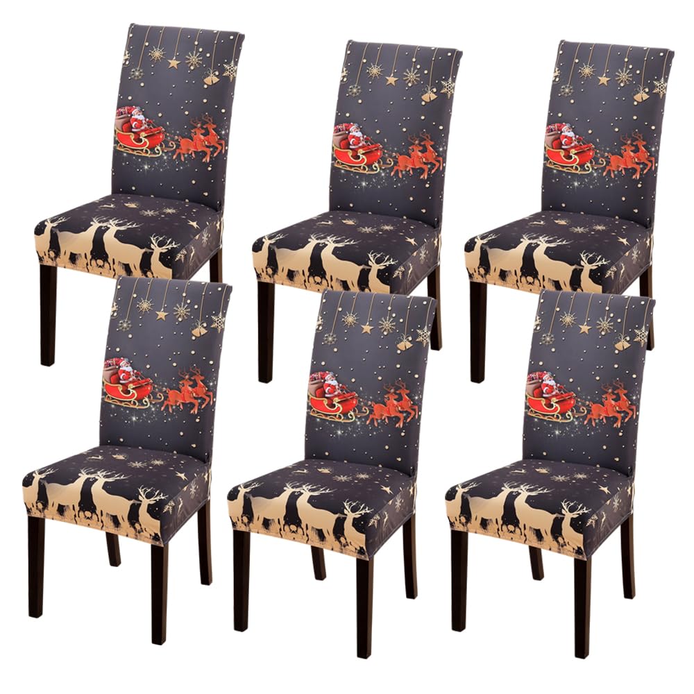 Wiwsi Christmas Style Chair Covers Dining Multifunctional Spandex Chair Covers (6, Sled)