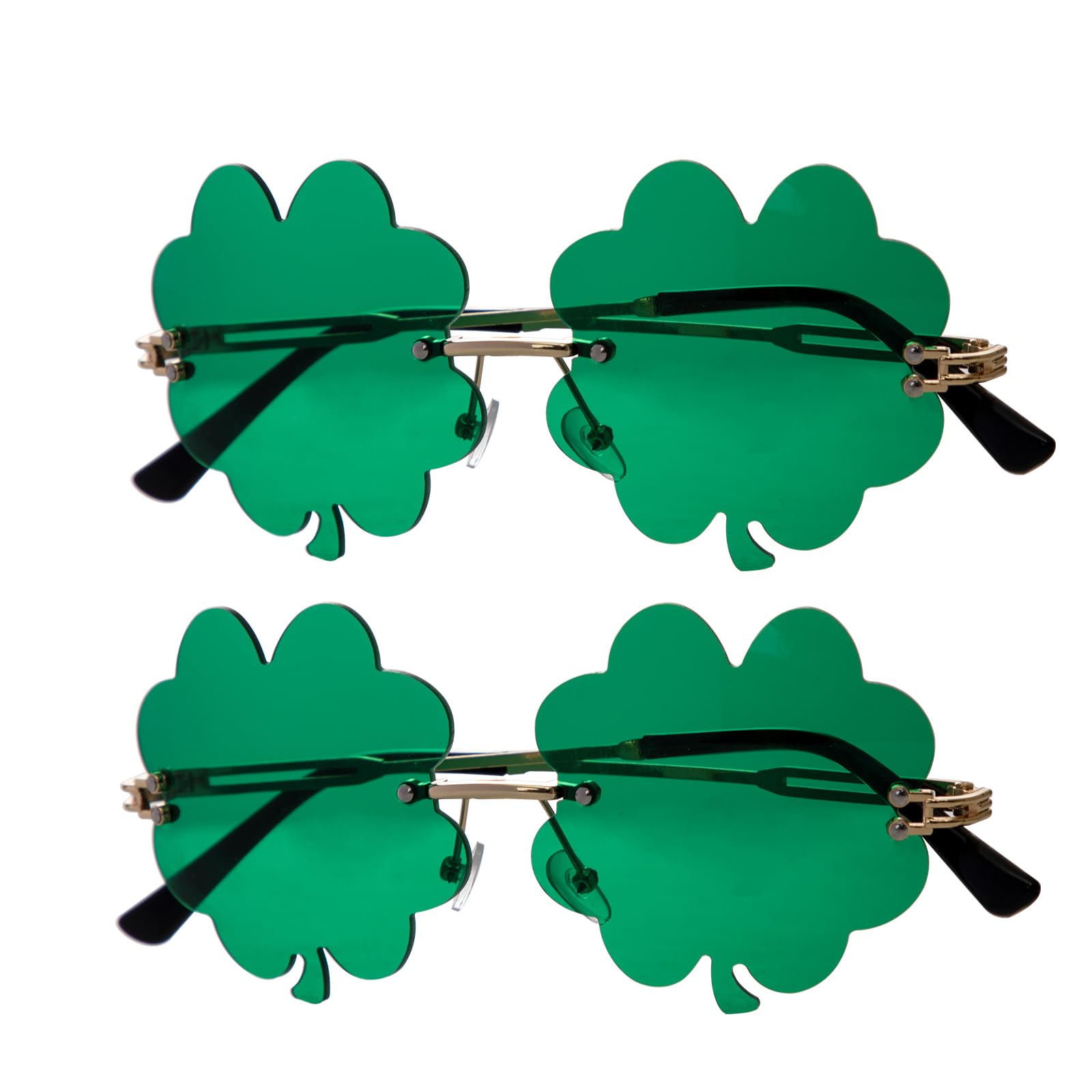 Hamiutci Hamiutci St. Patrick's Day Shamrock Glasses, Green Clover Sunglasses Irish Party Leprechaun Costume Eyeglasses Saint Patrick Gift Eyewear Dressing-up Favor Accessories (C1718-Green-2 Pack)