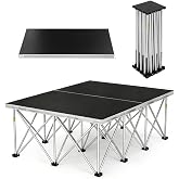 4' x 4' Foldable Stage, Portable Stage Platform with16" Folding Riser Legs | 1540LBS Capacity Festival Stage with Aluminium Alloy Frame for Christmas, Halloween Party (Folding Size: 2ft x 4ft)