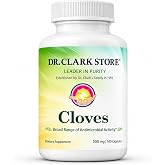 Dr Clark Store Cloves Supplement 500mg 100 Gelatin Capsules, 100-day Supply | Digestive Comfort and Balanced Internal Cleansing Support &amp; Gut Balance Support, Non-GMO and Gluten Free, Made in the USA