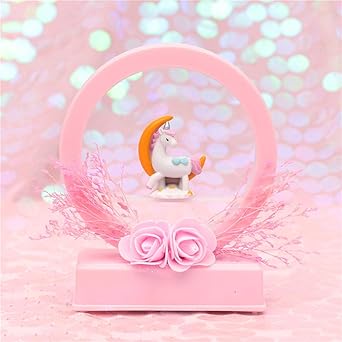Barsku Unicornio LED Luz centros de mesa de unicornio redondo en el interior de la caja