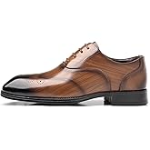 KYOESCAI Men's Stylish Dress Shoes Square Toe Lace Up Oxfords Comfortable Brogues Business Derby Shoes