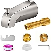 Brushed Nickel Bathtub Spout with Diverter, All Metal,5.3 Inch Tub Spout, Fits 1/2" Copper Slip-On and 1/2" or 3/4" IPS Threa