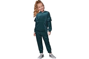 Mirawise Girls 2 Piece Sweatsuit Sweatpants Tracksuit Set Velour Long Sleeve Sweatshirt