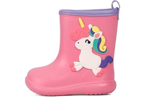 DUONITITI Toddler Rain Boots Cute Animal Easy-on Shoes Lightweight Waterproof Outdoor Rainboots for Boys and Girls