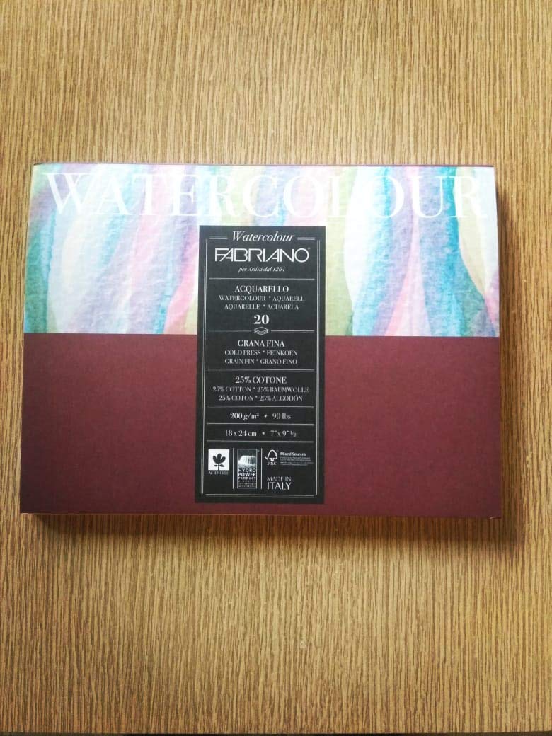 Unbekannt Fabriano Watercolour Paper, Cotton, White, 18 x 24 x 0.5 cm