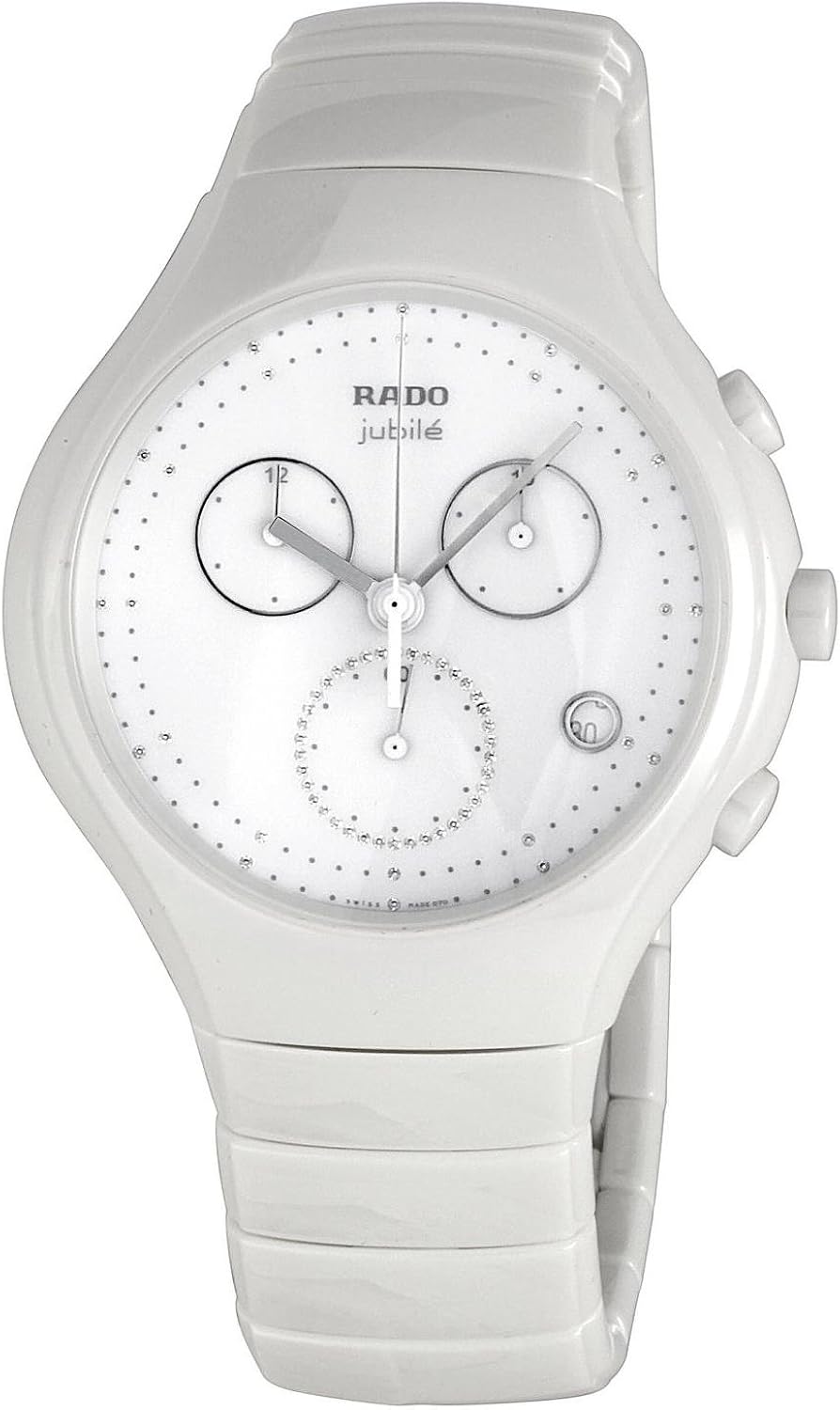 Amazon Com Rado Diastar True Chronograph White Ceramic Womens Watch Quartz Calendar Diamonds R27832702 Watches
