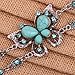 YAZILIND Tibetan Silver-plated Butterfly Shape Chain Turquoise Bangle Bracelet Adjustable