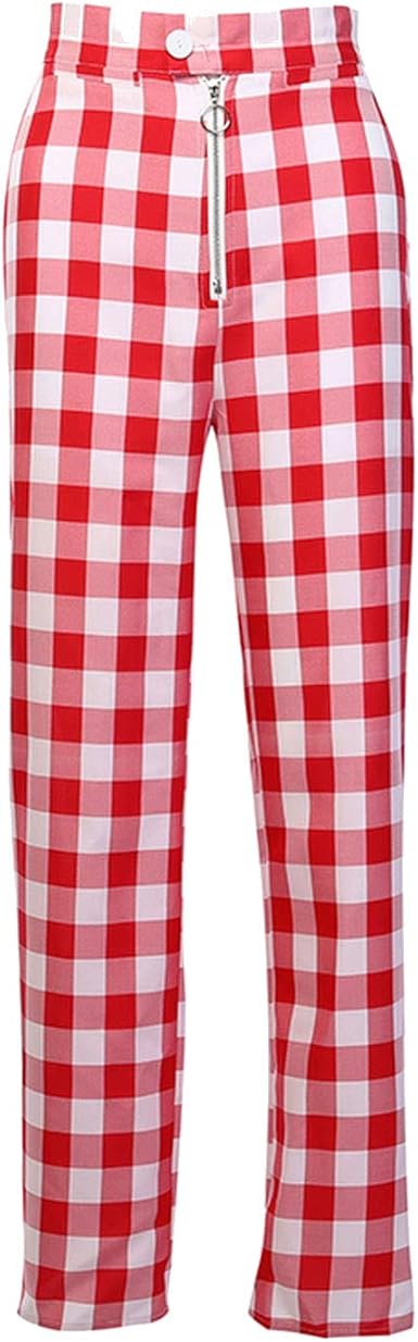 red plaid ankle pants