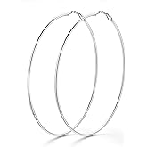 KeyStyle Gold Hoop Earrings for Women, Stainless Steel Hoops Earring Lightweight Loops, 2 mm Thick Hypoallergenic Circle Endless Thin Hoop (30 mm,50 mm,70 mm,100 mm)