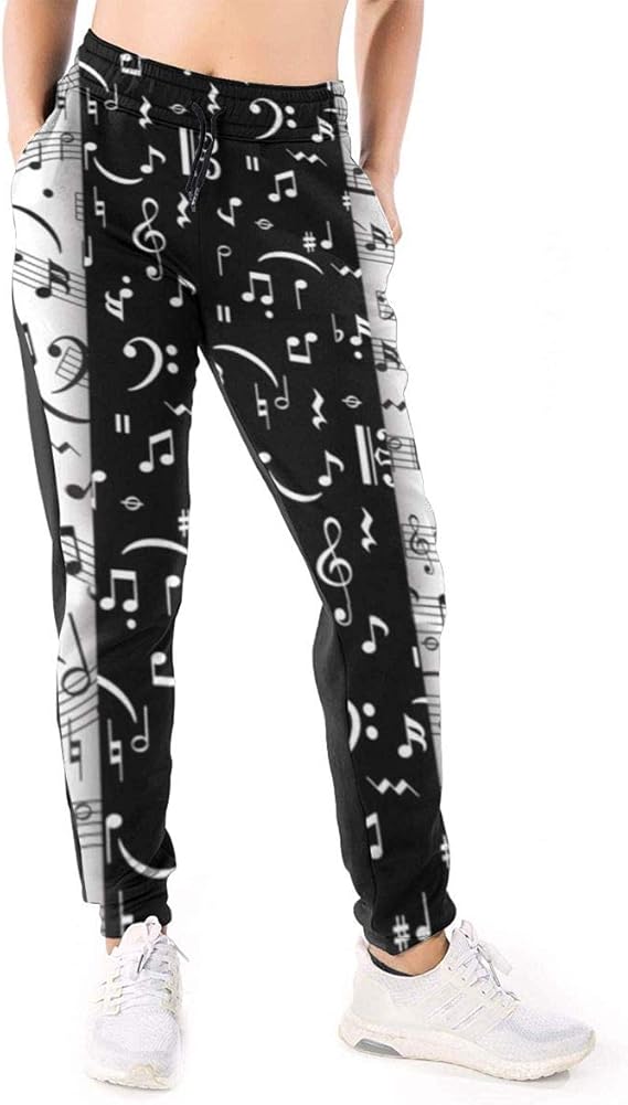 Amazon Co Jp スウェットパンツ レディース 音符 ブラックとホワイト 音楽 レディース ズボン ランニング ジョガー スポーツ トレーニング ロングパンツ ジャージ ヒップホップ 女性 ファッション 個性的 服 ファッション小物