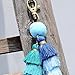 Artilady Pom Pom Tassel keychain - Women's Novelty Keychains For Purse Bag Charm, Unique Gifts For Girls Jewelry (Blue)