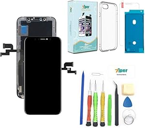 Screen Replacement for iPhone X (5.8 inch) 3D OLED Screen Assembly (Not LCD) Touch Digitizer Display Glass Replacement with Waterproof Adhesive,Tempered Glass,Tools,Instruction,Free Cover