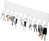 GTK Wall Key Holder 10 Hooks White Self Adhesive Wall Mount