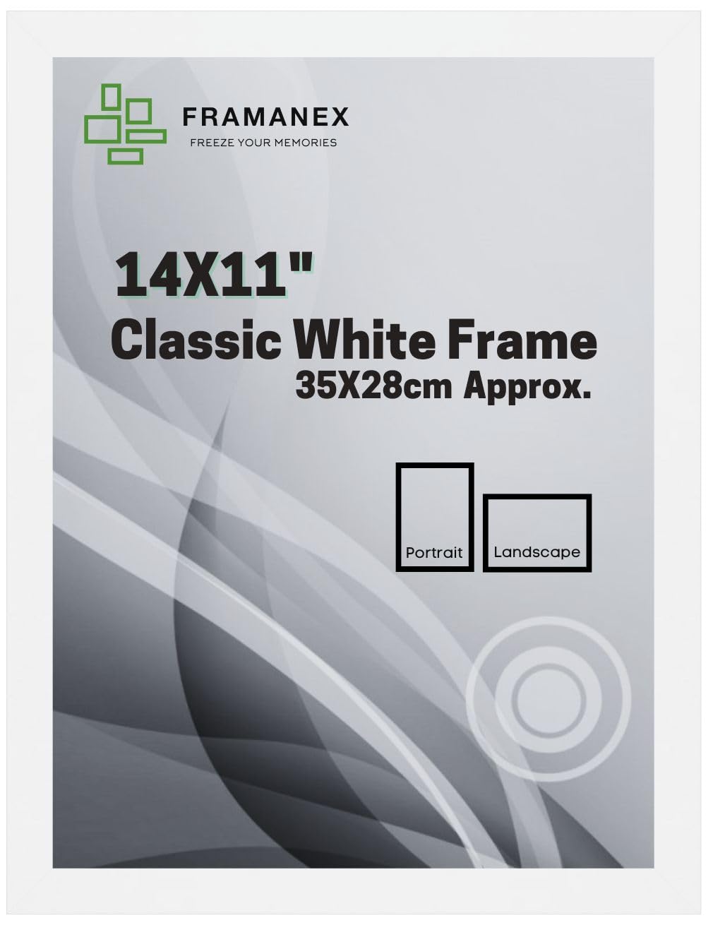 FRAMANEX WHITE 14X11 (36X28cm) Large Photo Poster Picture Frames | Modern, Wood Finish, Landscape, Portrait Wall Hanging Picture Frames | 28X36cm-11X14 inch Rectangle Picture Frame [WHITE]