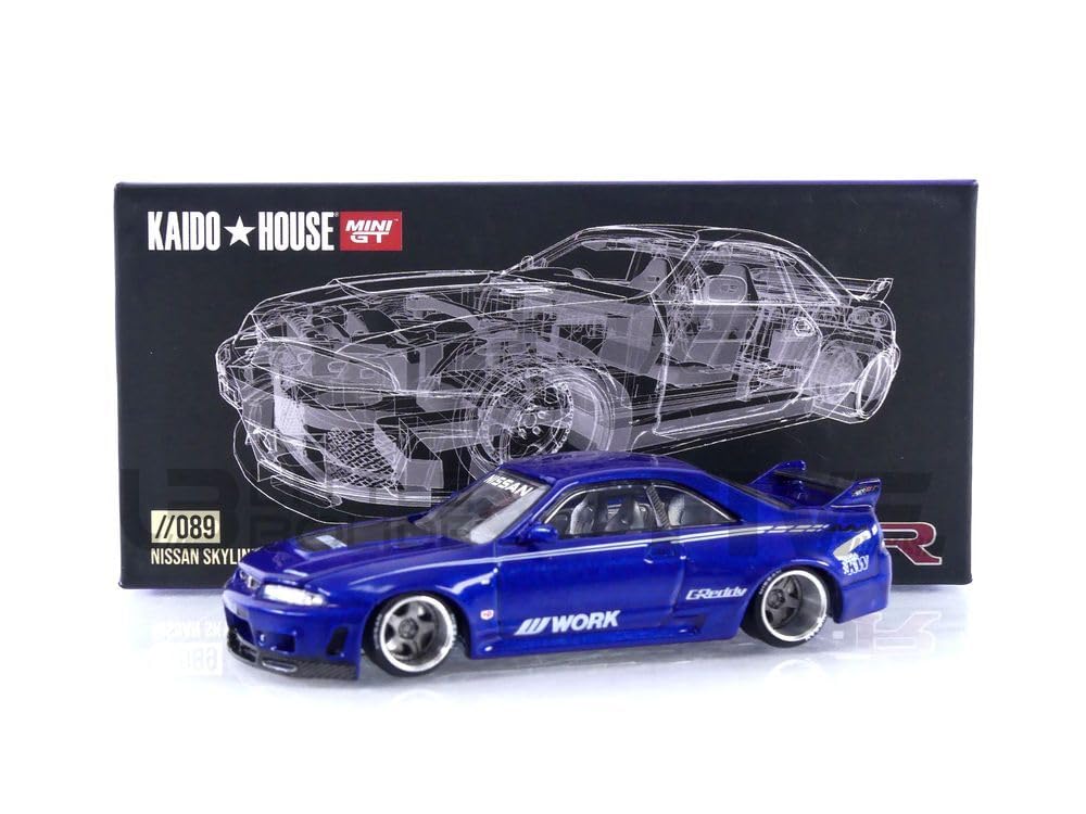 Photo 1 of True Scale Miniatures Model Car Compatible with Nissan Skyline GT-R (R33) Kaido Works V2 Blue Limited Edition 1/64 Diecast Model Car Kaido House KHMG089
