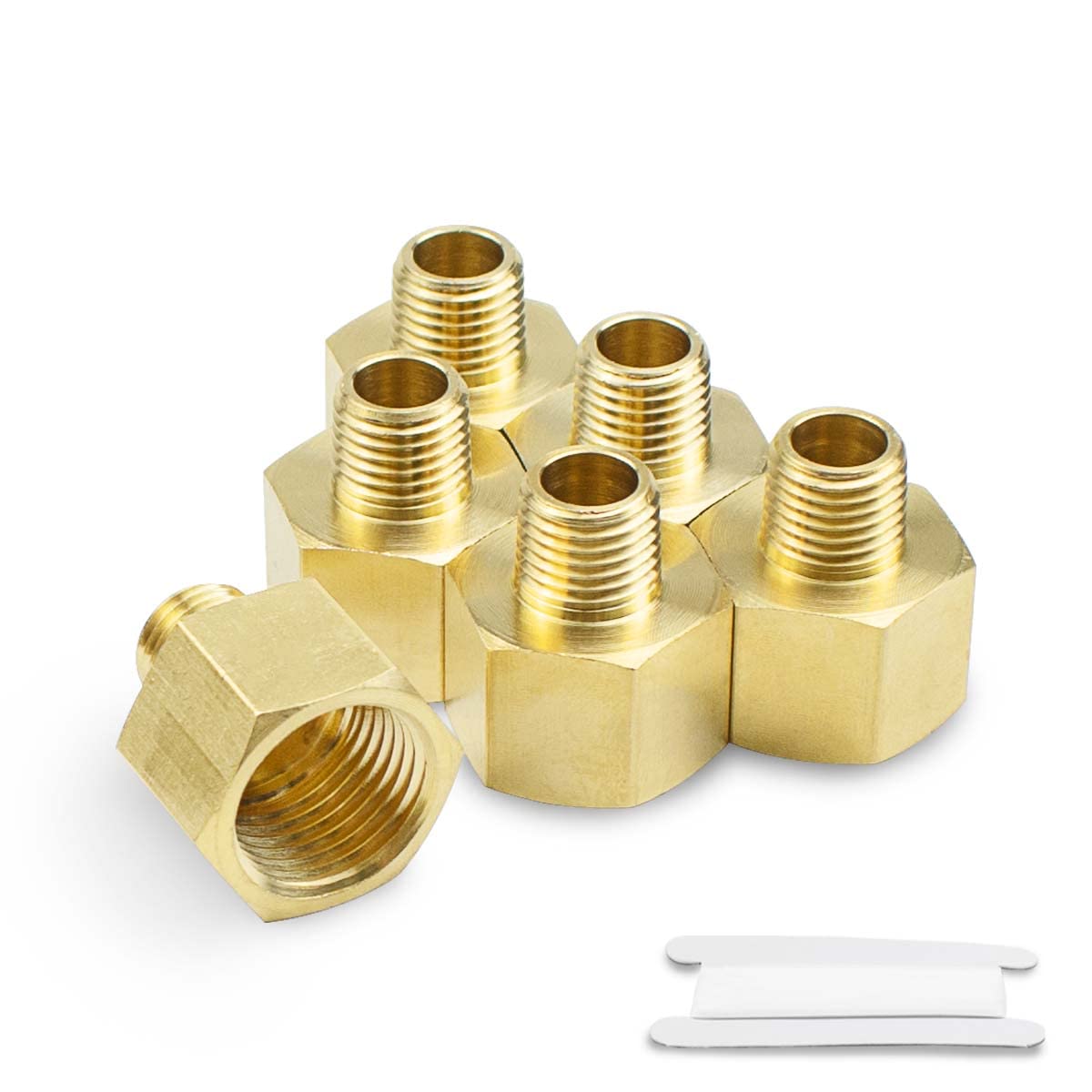 Bwintech 6 Pcs 1/2" Female to 3/8" Male BSP Thread Brass Hex Bushing Reducing Connector for Pipe Connecting Conversion