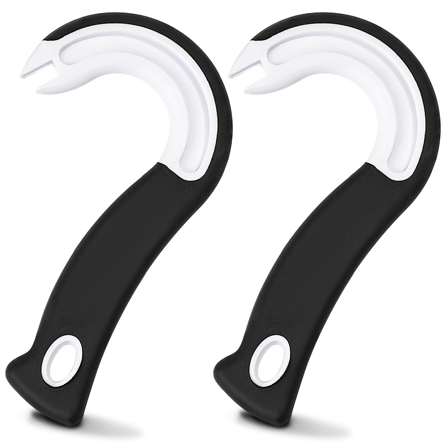 2Pcs Ring Pull Can Opener,Tin Opener J Shaped Kitchen Aid,Pull Helper Hook Can Opener,Rubber Non-Slip Handle Bottle Opener,Multi-Functional Can Opener for The Elderly,Children