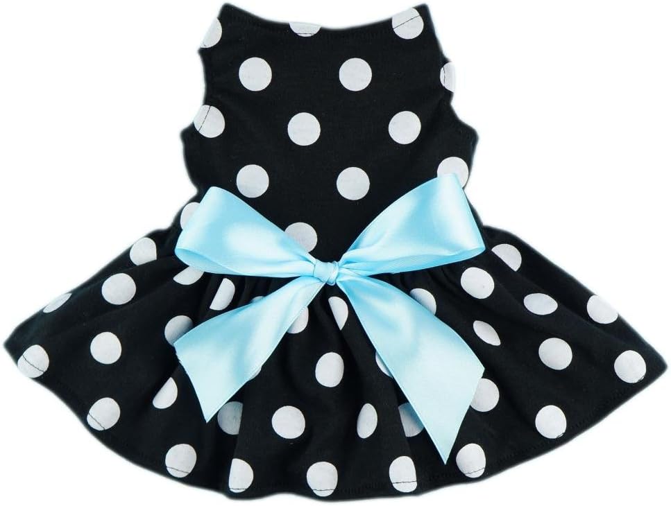 Fitwarm Cute Polka Dot Ribbon Dog Dress Dog Clothes Cozy Dog Shirt Pet Dress
