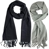 Plum Feathers Winter Scarf Shawl with Cashmere Feel - Rich Solid Colors Winter Scarves and Wraps 72" x 12"