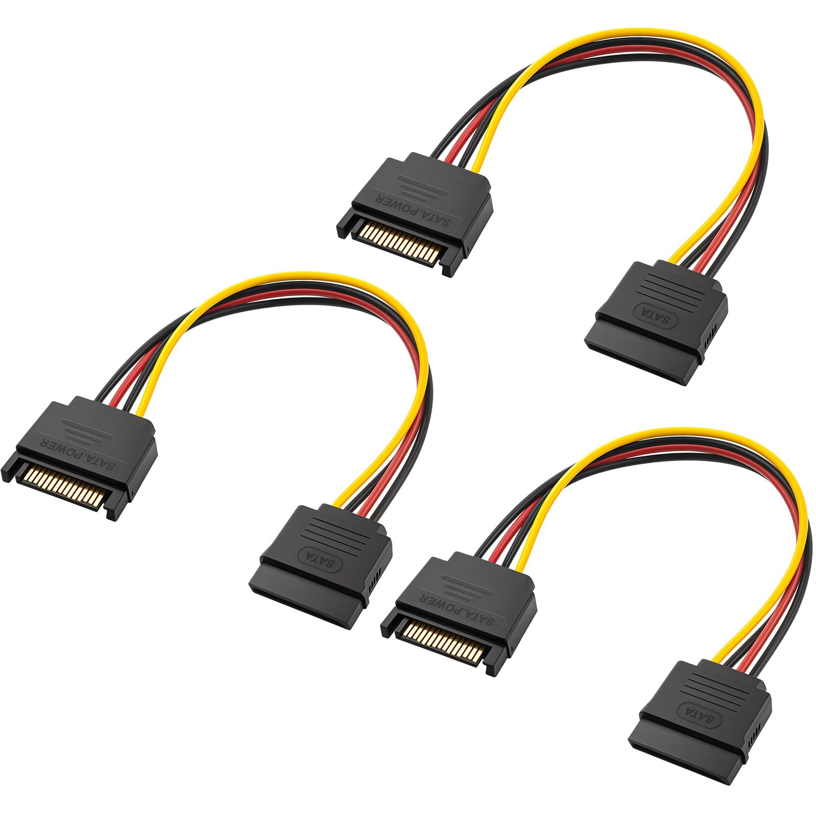 baolongking SATA Extension Cable SATA 15 Pin Power Male to Female Extender Cable Cord Adapter for SSD, HDD, PCI-E, Hard Drive Disk- 3 Pack