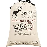 HBlife Canvas Santa Sack, 19.7 X 27.6 Inch Large Santa Bags for Gifts, Personalized Christmas Sacks for Presents with Drawstring, Style 4