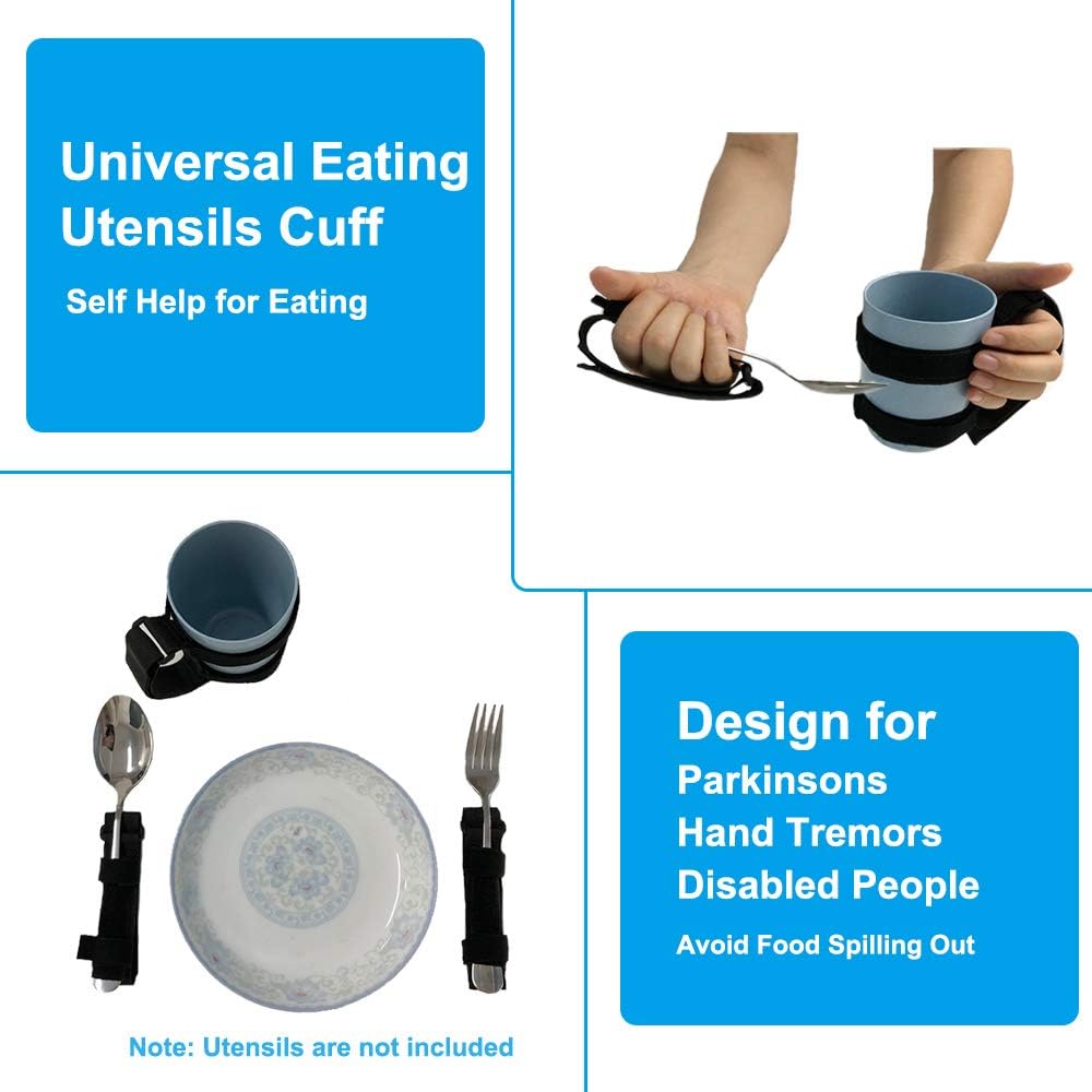 Adaptive Utensils Universal Cuff for Elderly Adults Utensil Holders Parkinsons Feeding Arthritis Disabled Tremors Patients Eating Hand Straps (3 PCS Cuffs): Health & Personal Care