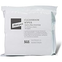 AAWipes Cleanroom Cloth Wipes 9"x9" (Bag of 150 Pcs) Double Knit 100% Polyester Wipers Lint Free Cloths with Ultra-fine Filam