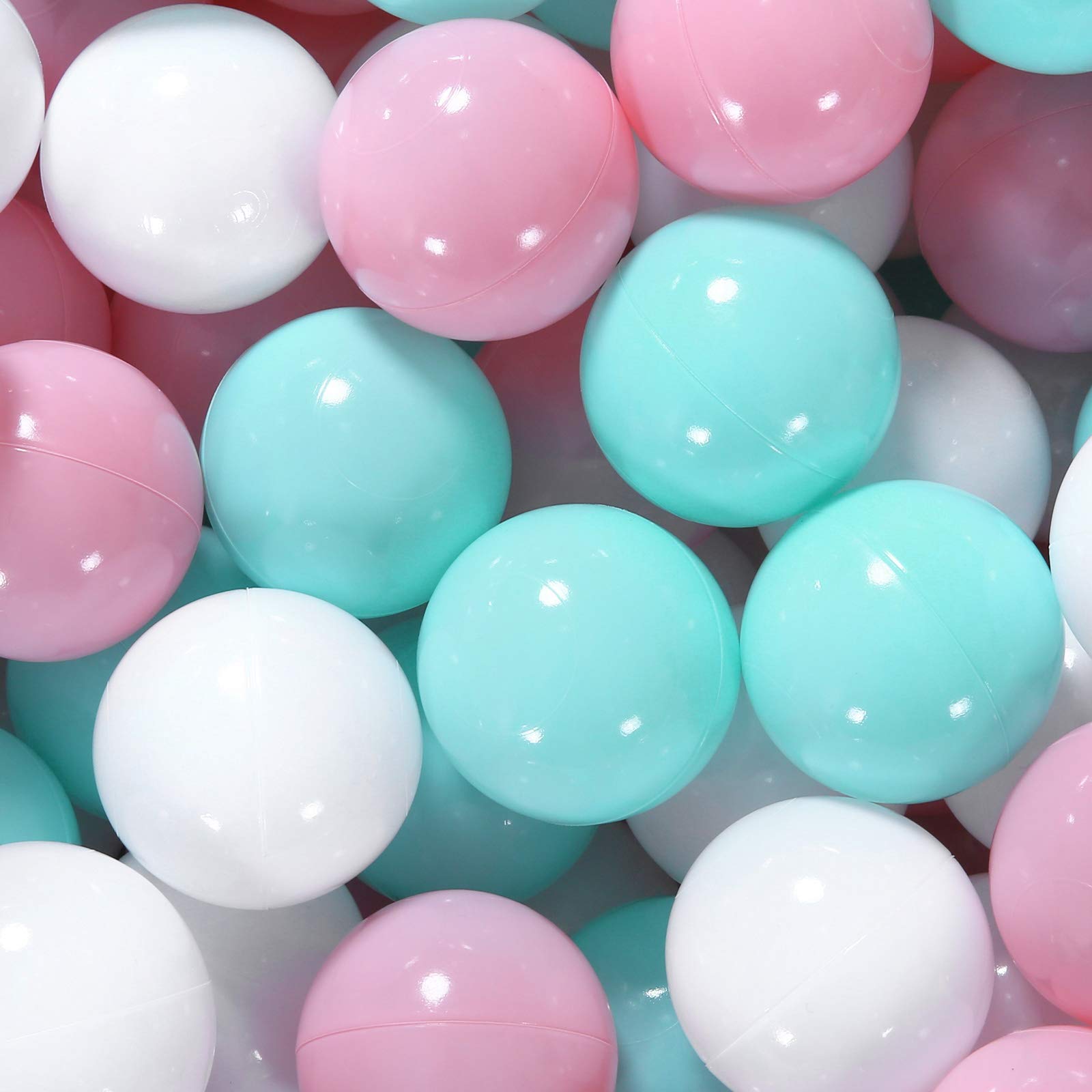 N+A Ball Play Pit for Baby, Crush Proof Plastic Balls for Ball Pit with Storage Bag Pink+ Green+ White