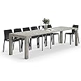 Mobili Fiver, First, Extendable Console Table 17.7(120) x35.4 in, Concrete Effect, Grey, for 4-14 People, Space-Saving Dining Table, Italian Furniture