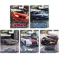 1:64 Scale Diecast Model Car Compatible with Hot Wheels 2024 Premium Fast & Furious H Case, Set of 5 Cars, HNW46-956H