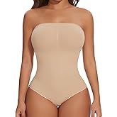 SHAPERIN Strapless Bodysuit with Bras Tummy Control Shapewear Shaper Tube Tops Body Suit One Piece Leotard