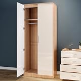 ELEGANT Cream Oak 2 Door Wardrobe Set with 4 Drawers & Nightstand view 9