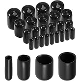 uxcell 40pcs Round Rubber End Caps 1/8" 1/4" 3/8" 1/2" Black Vinyl Cover Screw Thread Protectors Assortment Kit(3mm 6mm 9mm 12mm)