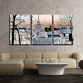 Vector Montmartre in Paris with Eiffel Tower Vector...