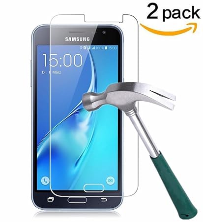 [2 Stück] CÄSAR-GLAS Panzerglas Schutzglas für Samsung Galaxy J3 2016, Anti-Kratzen, Anti-Öl, Anti-Bläschen, 9H Echt Glas Pan