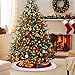 LimBridge Christmas Tree Skirt, 48 inches Knitted Skirt with Plush Faux Fur Edge, Rustic Thick Heavy Yarn Knit Xmas Holiday Decoration, Burgundy and White