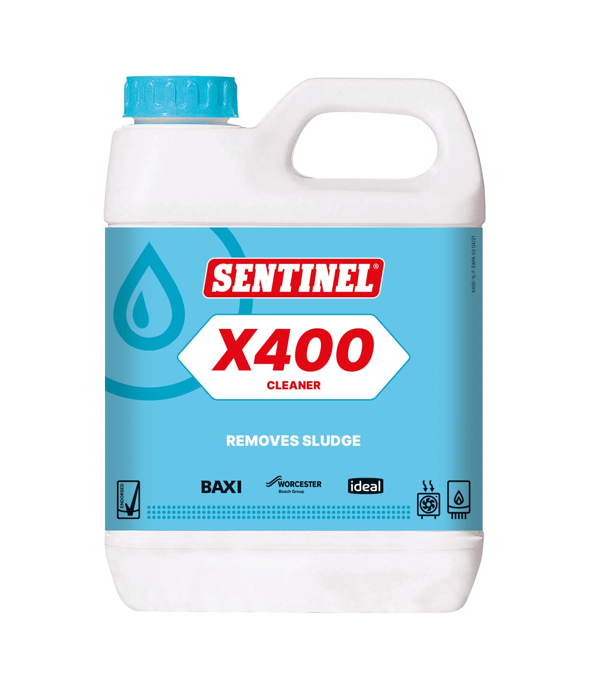 Sentinel X400 Cleaner 1L, removes sludge from central heating systems, eliminates radiator cold spots, improves boiler efficiency, recommended by boiler manufacturers