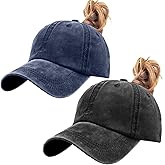 ZEXIAN Womens Vintage Washed Distressed Baseball-Cap with Ponytail Hole Sport Golf Hat