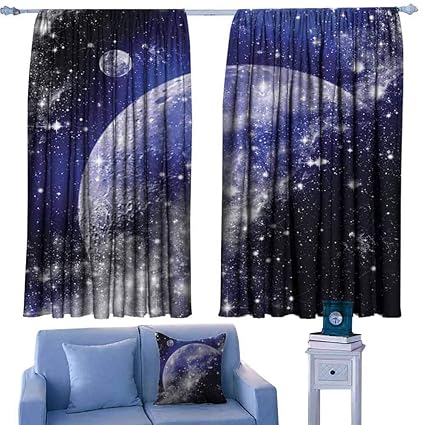 Amazon Com Noise Reduction Curtain Galaxy Nebula Full Moon Phase