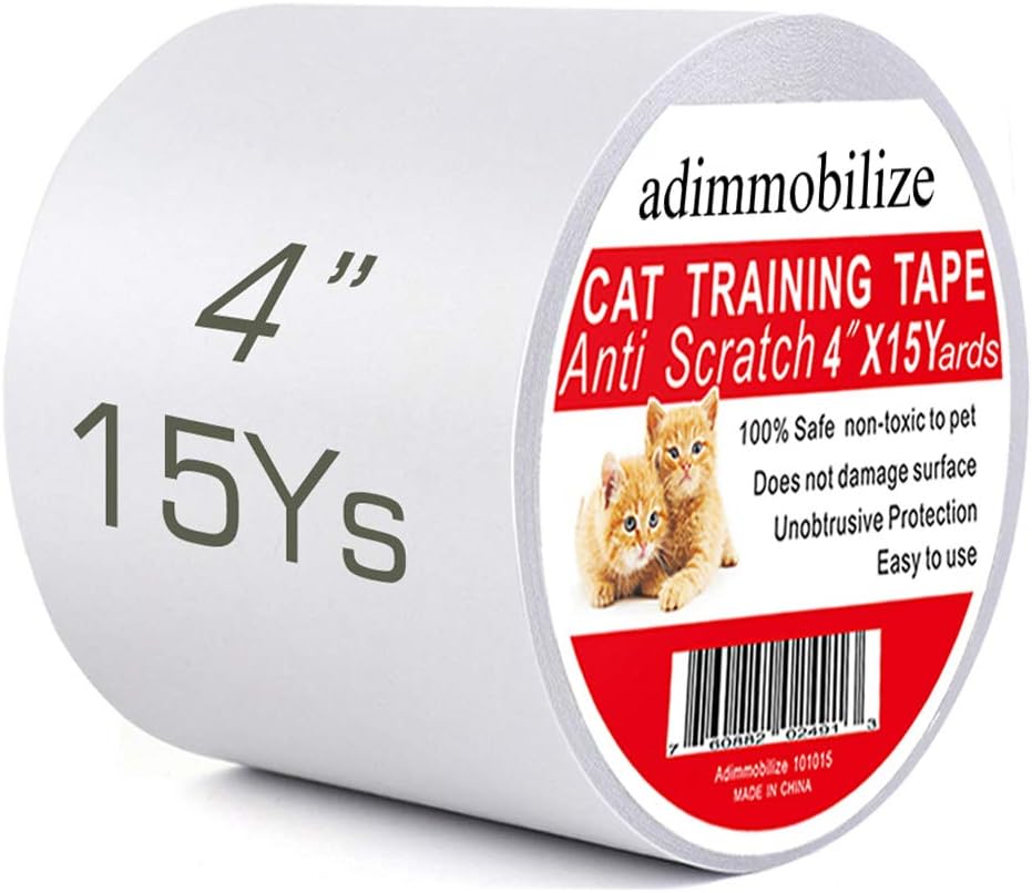 adimmobilize Cat Scratch Deterrent Tape - Anti-Scratch Cat Training Tape for Couch, Furniture, Door, 100% Transparent Clear, Removable, Residue-Free, Non-Toxic
