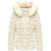 Bellivera Women Double Sided Faux Fur Jacket Spring and Winter Fashion Reversible Hood Puffer Coat with Fur Collar