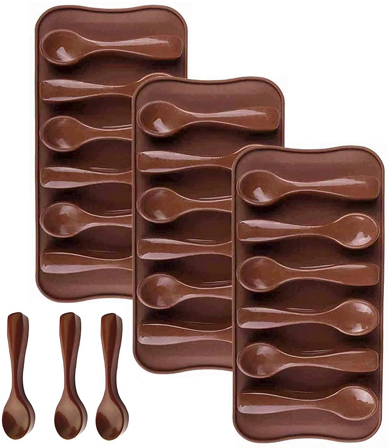 LATRAT Set of 3 Silicone Chocolate Mould Spoon Silicone Baking Mould Chocolate Moulds Soap Moulds DIY Cake Candy Easter