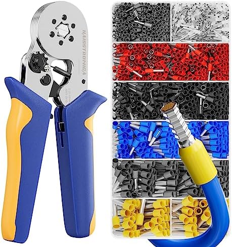 Preciva Self-Adjusting Crimping Tool Kit With 1200 Ferrules - AWG23-7 Wire Crimper Set